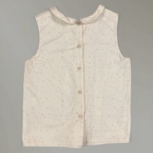 Marie Chantal Girl's Blouse Sleeveless Off-White Polkadots Boho Button Up Size 8